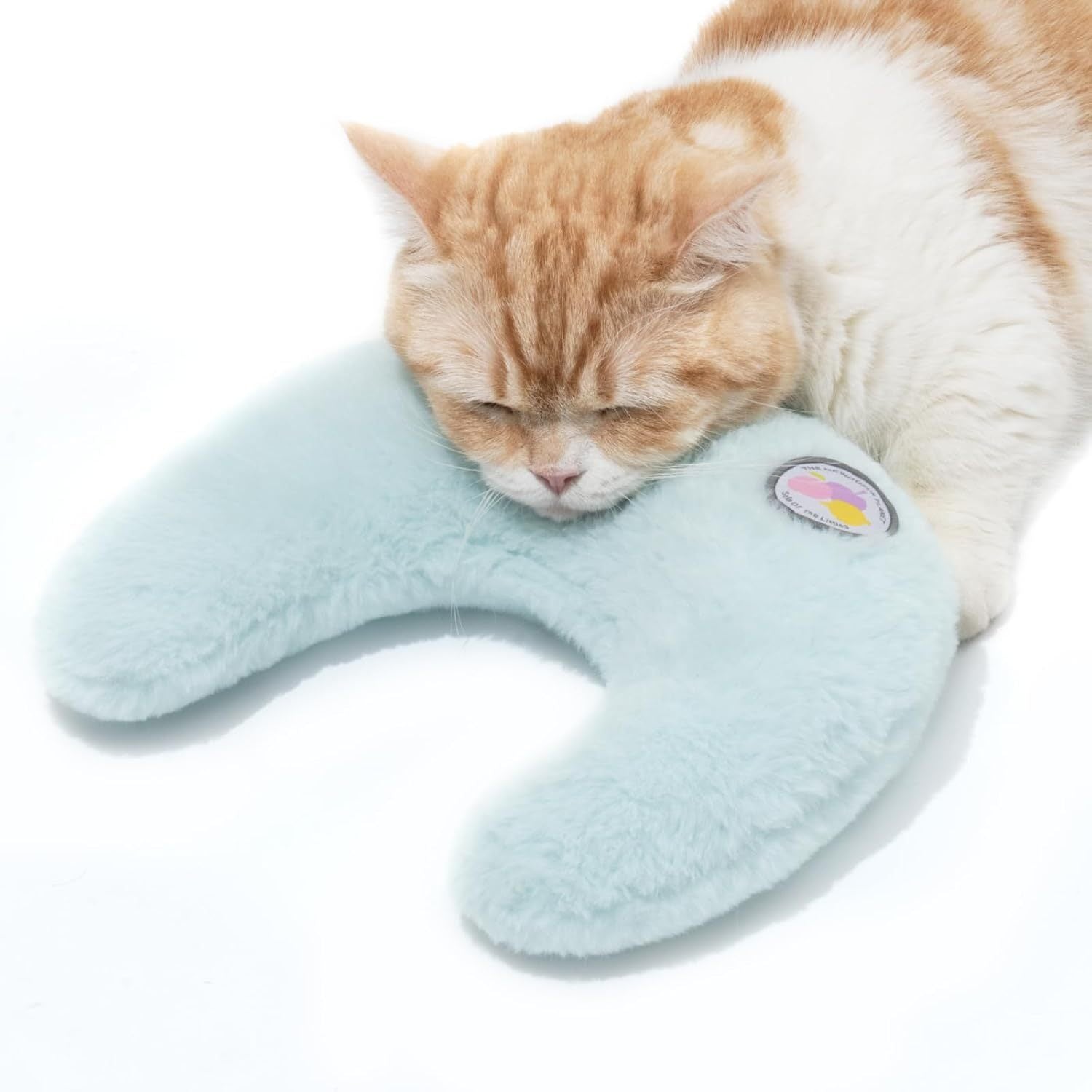 MewooFun U-Shaped Orthopedic Pet Pillow – Fluffy Support Cushion for Cats & Puppies, Joint Relief & Better Sleep (Blue)