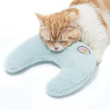 MewooFun U-Shaped Orthopedic Pet Pillow – Fluffy Support Cushion for Cats & Puppies, Joint Relief & Better Sleep (Blue)
