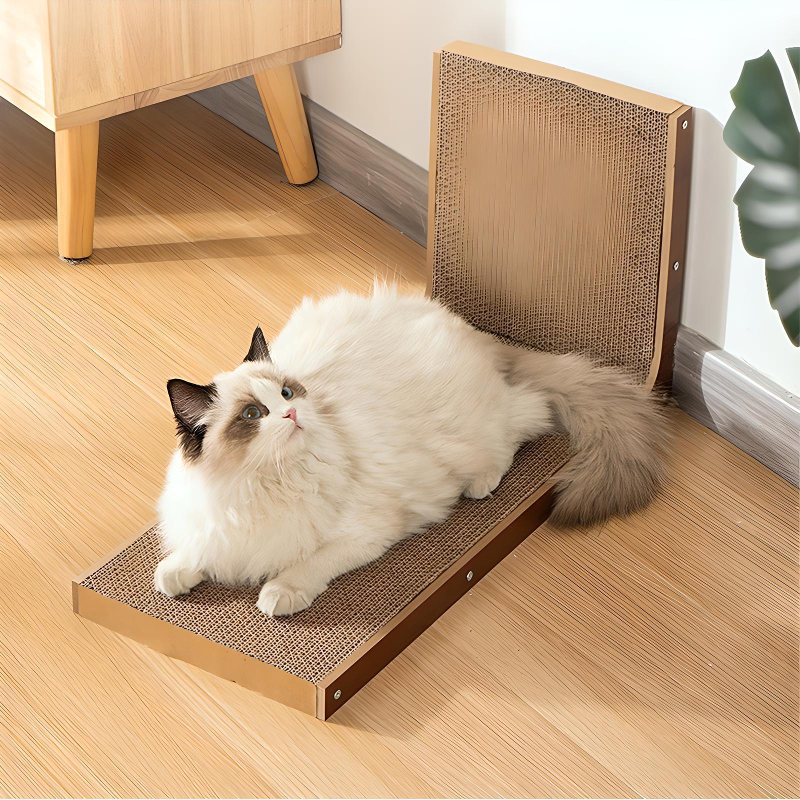 L-Shaped Cat Scratching & Lounging Board – Pet-Friendly Corner Scratcher for Indoor Cats