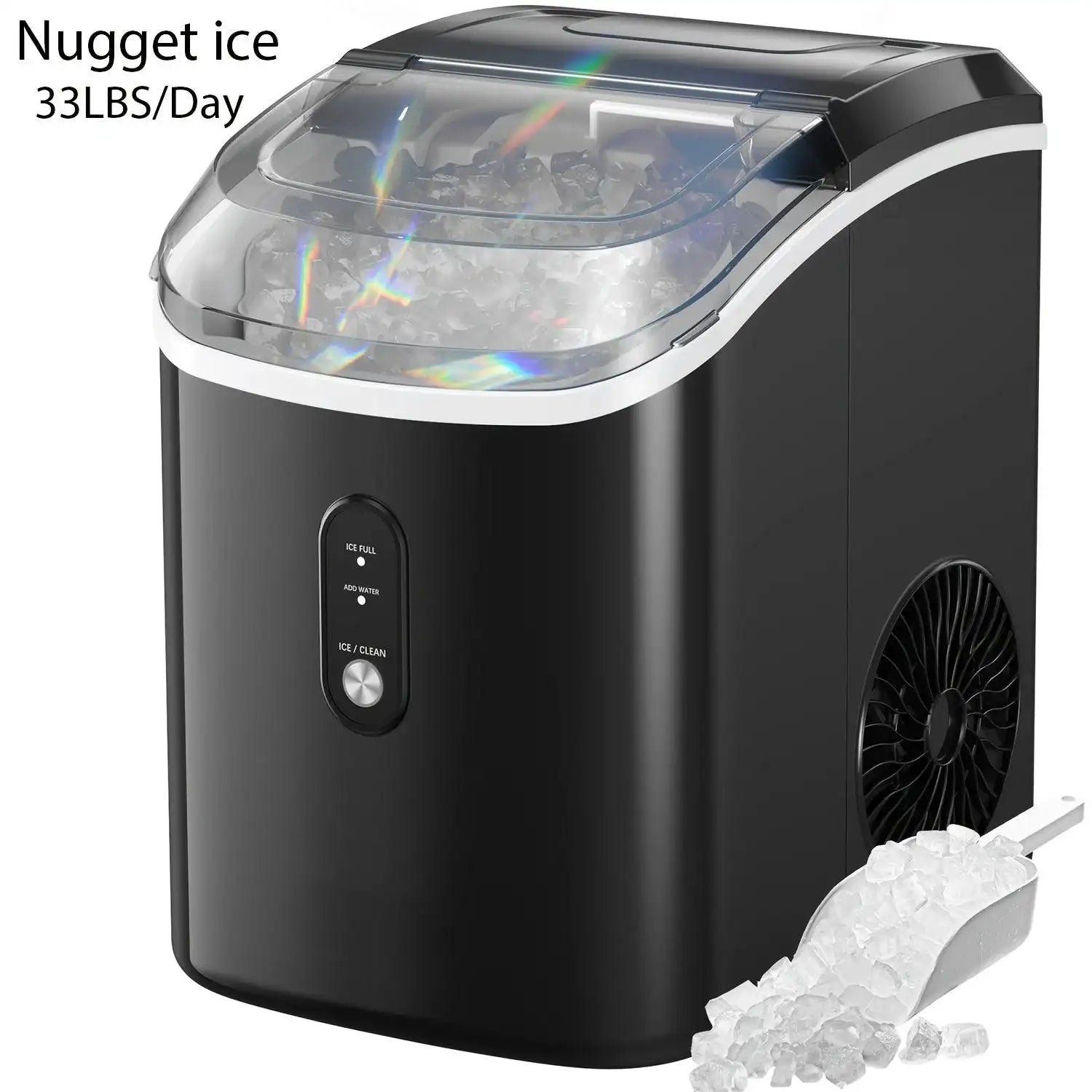 35 Pound Golden Nugget Ice Machine And 26 Pound Bullet Ice Machine, Soft Chew Ice Crusher, Portable Pebble Ice Machine Desktop, Automatic Cleaning Portable Ice Machine with Basket And Spoon, One Click Operation for Home/kitch - PulinGO