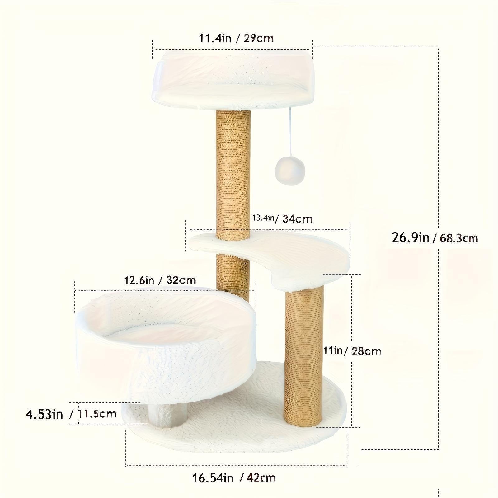 Multi-Layer Indoor Cat Tree – Climbing Tower with Scratching Posts & Interactive Ball Toy