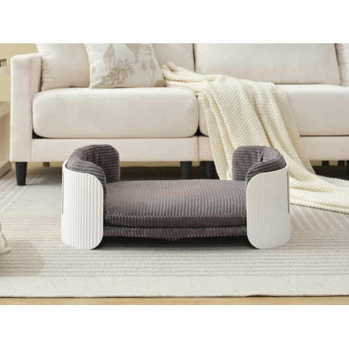 Scandinavian Style Cat Couch Bed – Indoor Pet Sofa with Elevated Design, Removable Mattress Cover & Modern White/Grey Finish