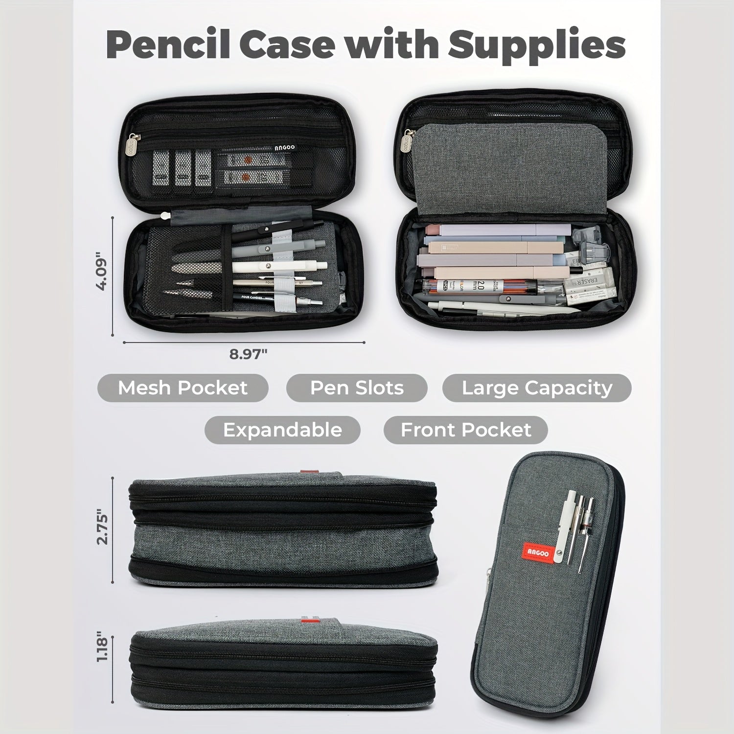 Ultimate 45-Piece School Stationery Kit – Gel Pens, Mechanical Pencils, Highlighters & Pen Case
