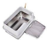 Extra-Large Stainless Steel & Plastic Litter Box with Snap-On Enclosure, Spatula & Foot Pad – Grey (61 × 40 × 33 cm)