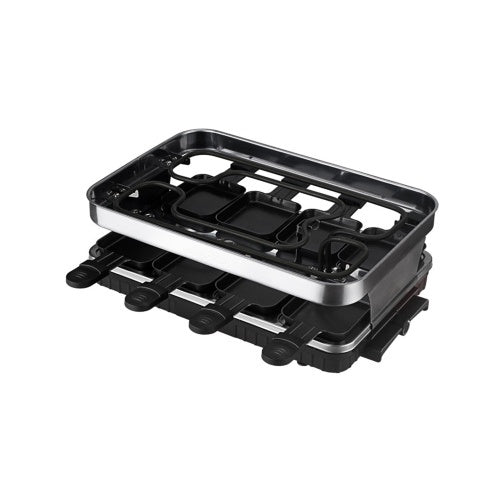 8-Person Non-Stick Raclette Grill – 1500 W Adjustable Tabletop Grill with Mini Pans and Stepped Griddle Top