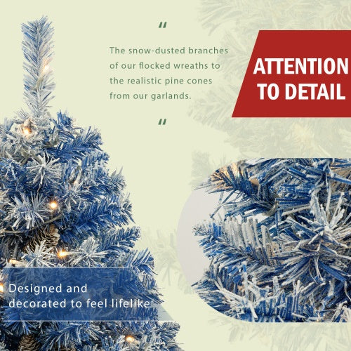 Pre-Lit Christmas 4-Piece Artificial Tree Set – Entrance Trees, Garland & Wreath with LED Lights