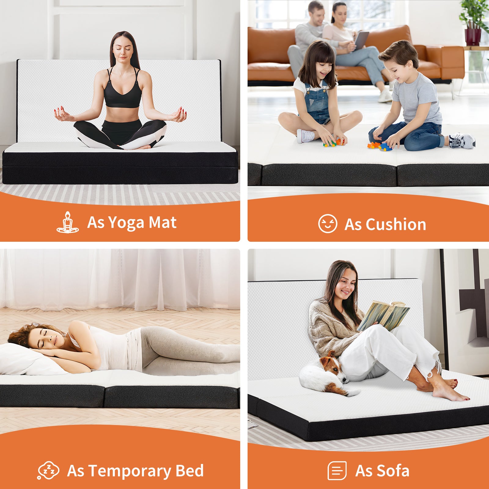 Triple Fold Memory Foam Pad – Portable, Lightweight, Comfortable Sleeping Mattress for Home, Travel & Camping