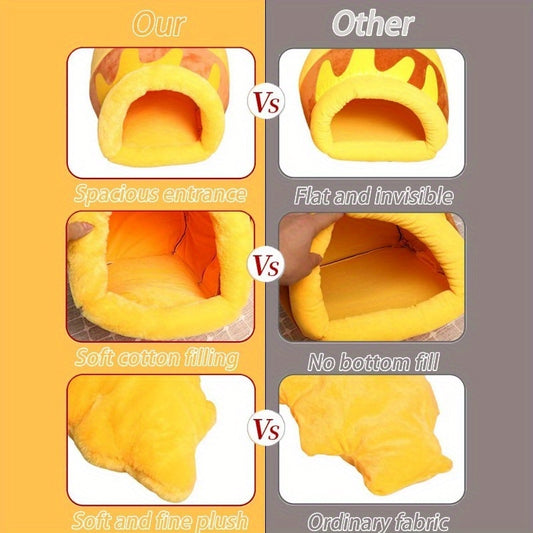 Honey Pot Cat Cave Bed – Indoor Cat Nest with Removable Cushion, Thick Sponge & Washable Cozy Bed for Small Pets