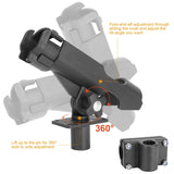 360° Rotatable Boat Fishing Rod Holder - Adjustable Kayak Pole Holder with Rail Clamp Mount