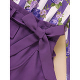 Toddler Girl Purple Rose Print Outfit – Stripe Top with Belted Skirt Set, Cute Holiday & Going Out Clothes for Spring and Fall