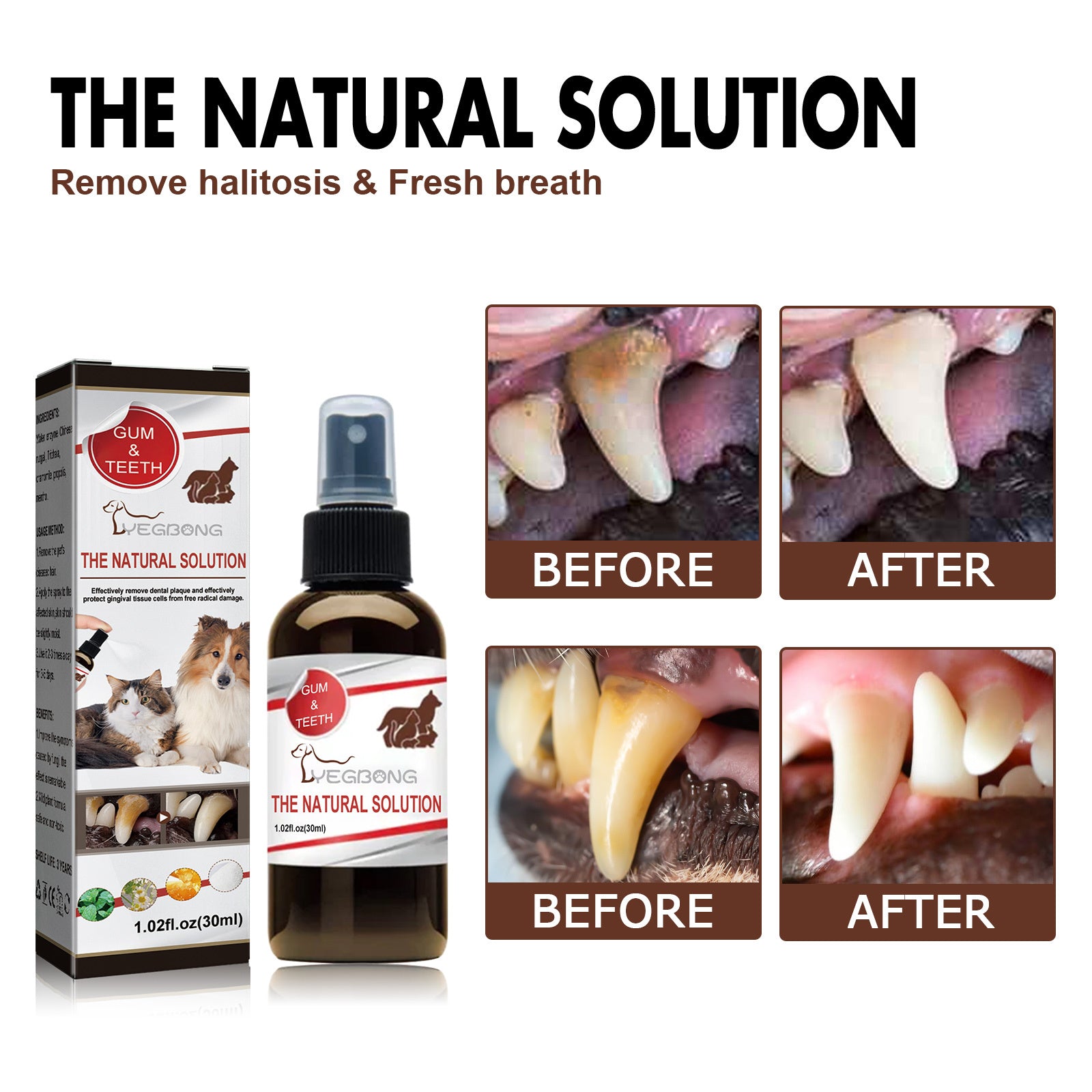Pet Oral Cleaning Spray – Prevents Plaque & Tartar, Freshens Breath with Gentle Herbal Formula