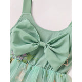 Toddler Girl Sleeveless Floral Tulle Dress with Bowknot – Princess Sundress for Summer Playwear