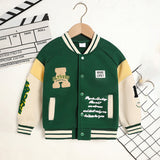 Toddler Kids Girls & Boys Embroidery Letters Print Jacket – Baseball Collar Casual Sports Coat