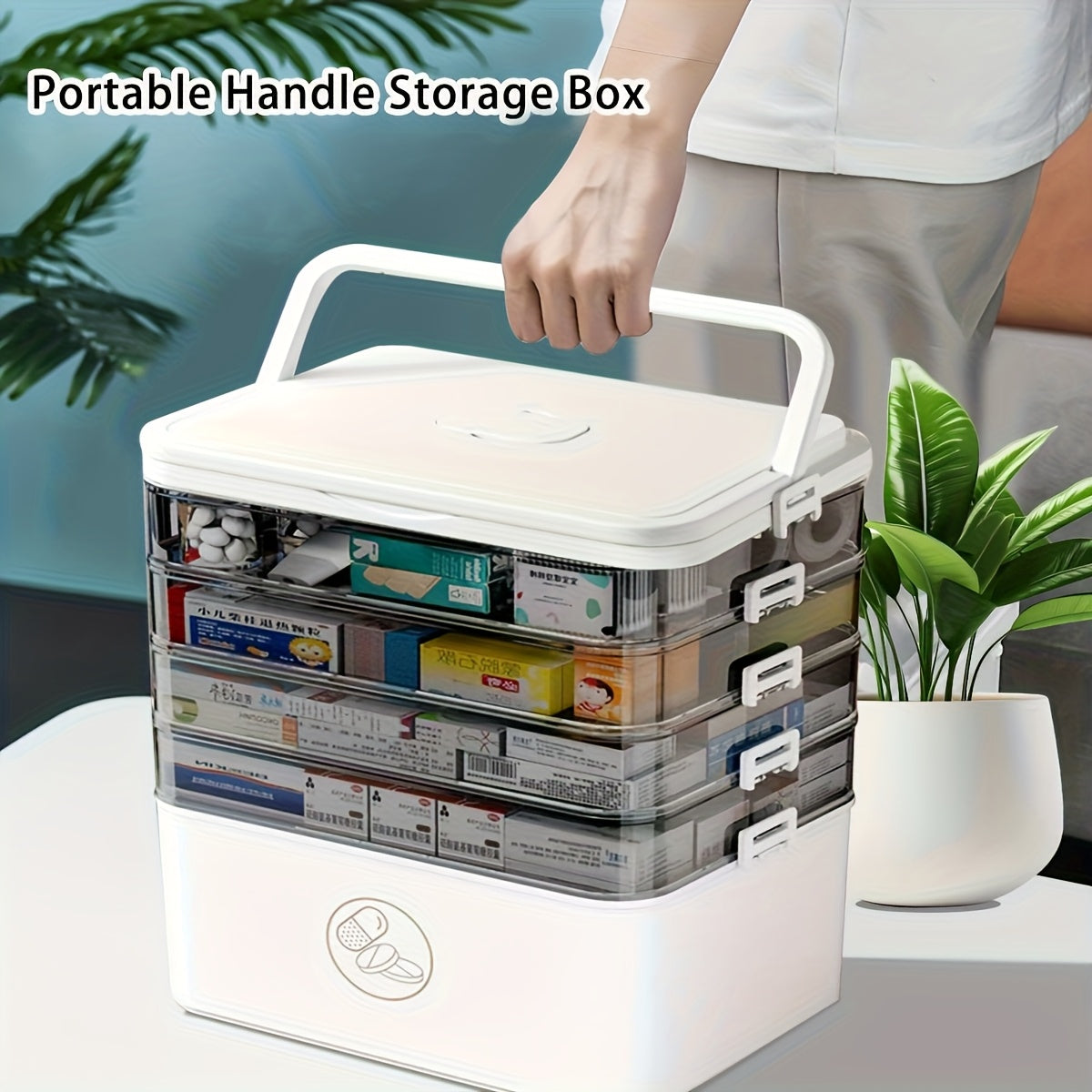 4-Tier Large-Capacity Transparent Stackable Storage Box with Lids & Safety Lock – Heavy-Duty Organizer for Home, Office & Bathroom 🏠