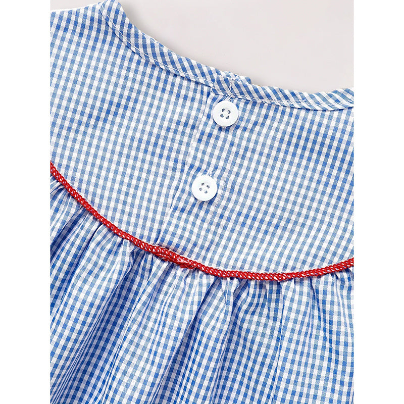 Baby Girls 4th of July Dress 🇺🇸 Gingham Flag Color Block Outfit 🎆