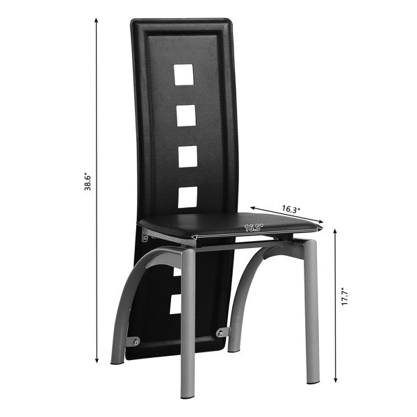 4PCS PU Leather Dining Chairs 🍷 Modern Long-Backrest Set – Square Hollow Design for Home & Dining Room