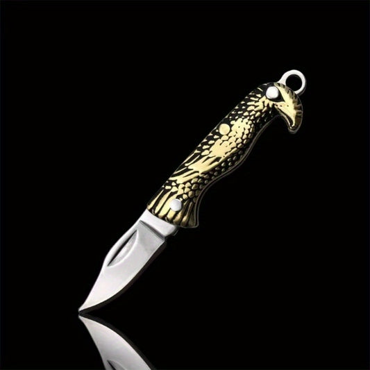 Yellow Dragon Pattern Mini Knife – Compact Spring-Assisted Pocket Knife