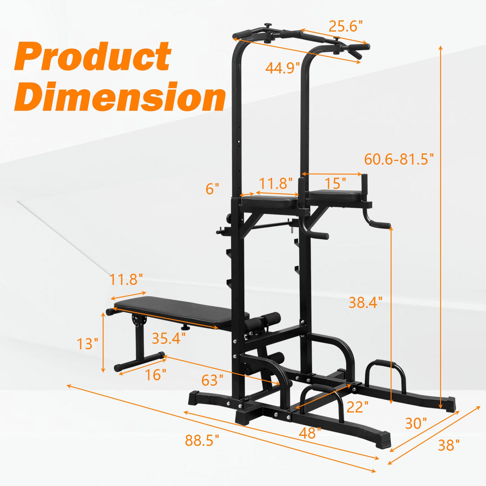 Power Tower Parallel Bar Station with Bench & Chin-Up Bar – Full Body Strength Training Home Gym 🏋️‍♂️🔥