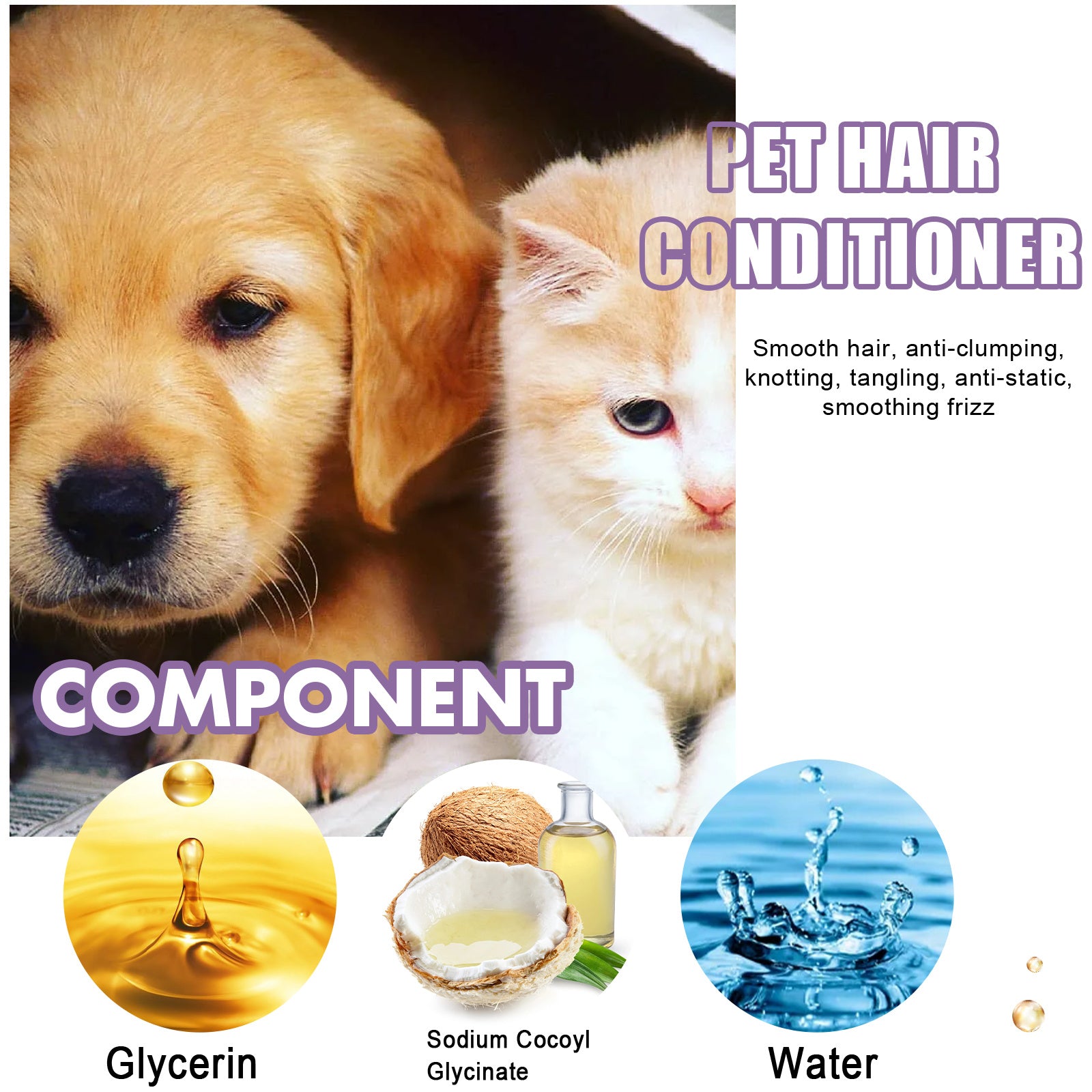 Pet Hair Care Cream – Anti-Tangle & Softening Formula for Fluffy, Smooth Fur Without Static