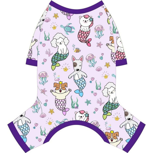 Dog Pajamas PJs – Soft Stretchy Clothes for Small Dogs & Cats, Mermaid Print Onesies for Puppies, Chihuahuas & Yorkies