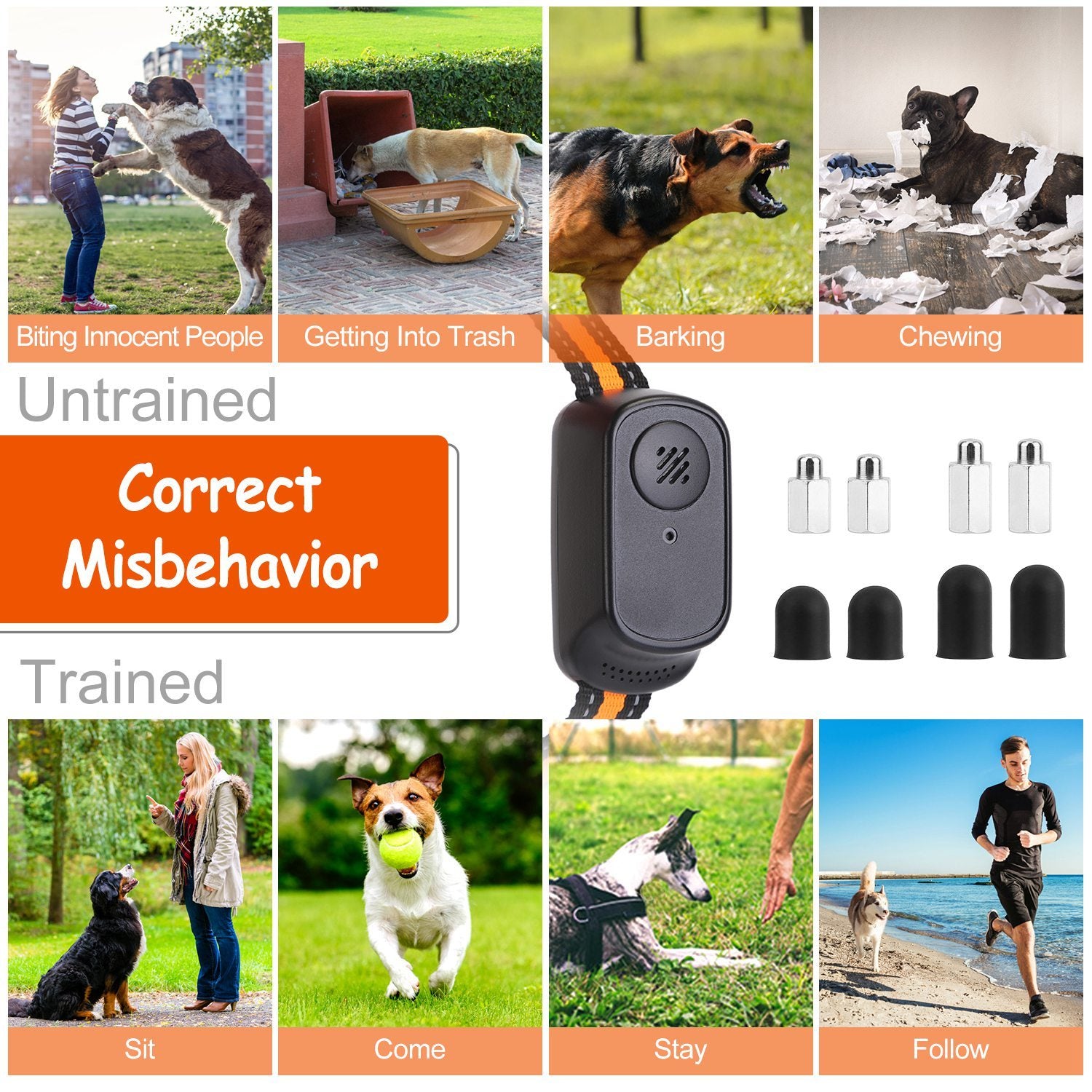 Dog Training Collar – 984 ft Range, IP65 Waterproof with Beep, Vibration & Shock Modes, 3-Channel, Rechargeable with Safety Keypad Lock