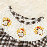 Infant Baby Girls Thanksgiving Dress 🦃 Plaid Party Outfit with Turkey Print