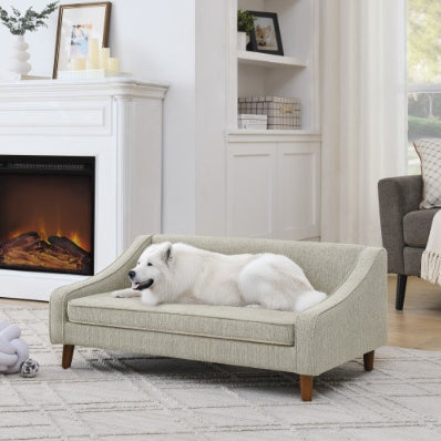 Durable Elevated Dog Sofa Bed – Modern Irregular Armrest Design with Soft Cushion for Comfortable Pet Lounging