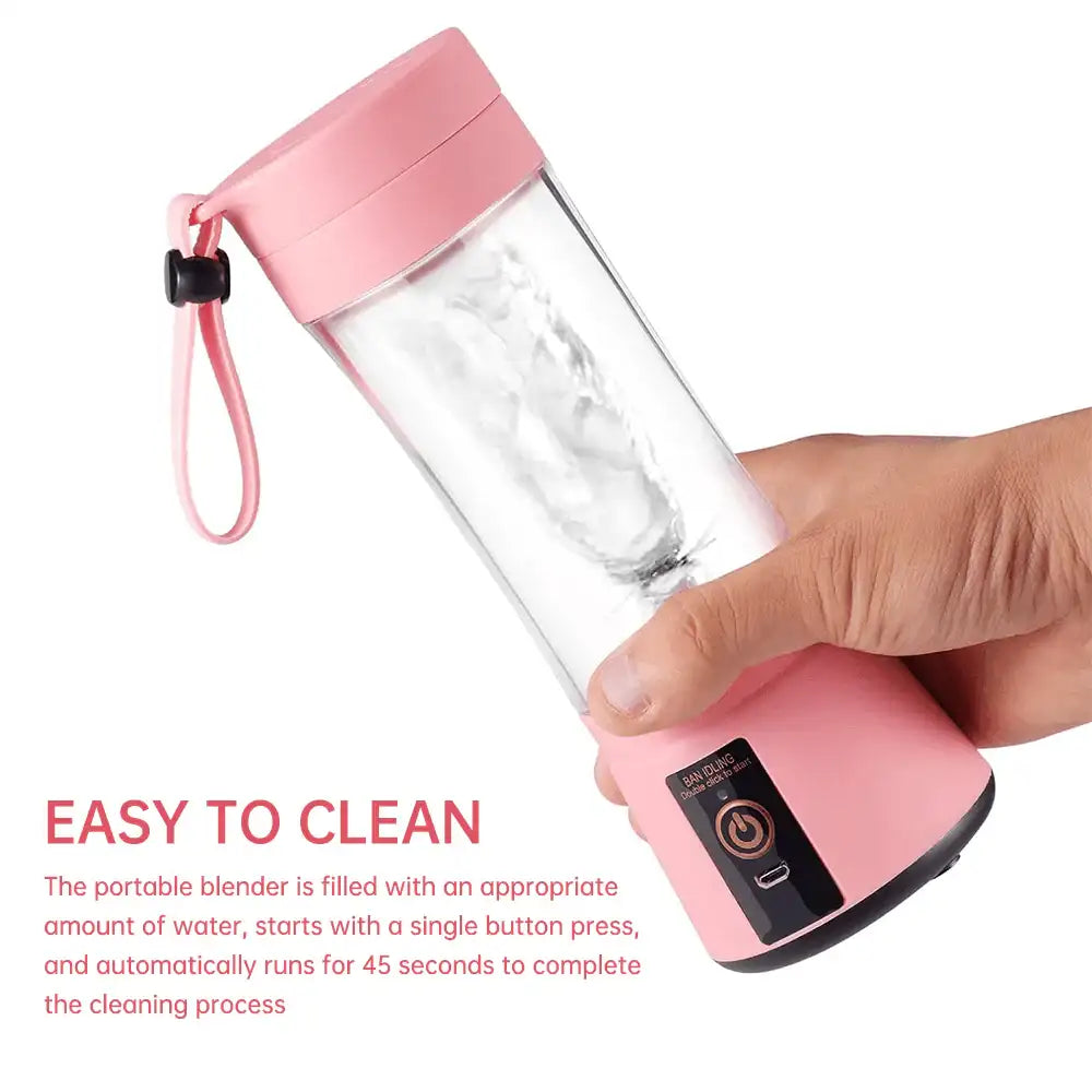 Portable Blender Cup,Electric USB Juicer Blender,Mini Blender Portable Blender For Shakes and Smoothies, juice,380ml, Six Blades Great for Mixing，Pink，Black，Purple - PulinGO