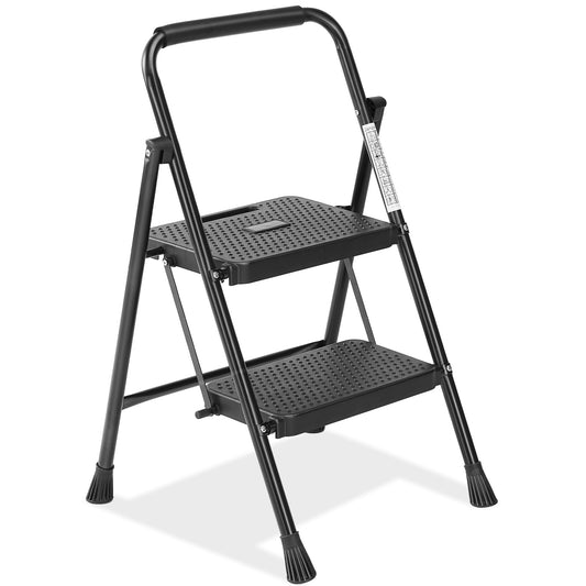 Durable 3-Step Folding Ladder with Safety Buckle
