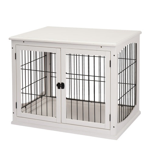 Stylish Small Kennel End Table with Double Entrances & Lockable Door