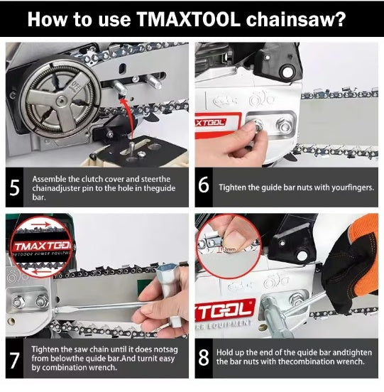 62cc Powerful Gas Chainsaw with 20-Inch Bar & 2-Stroke Engine