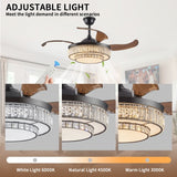 Retractable Ceiling Fan with LED Light & Remote Control