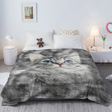 Cat Blanket for Cat Lovers – Cute Black & White Cat Print Fleece Sherpa Throw for Girls & Women, 130 × 150 cm