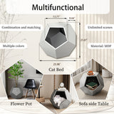 25.98" Modern Pet Furniture – Cat Rack, Side Table & Flower Pot Stand in Cement Gray Multifunctional MDF Design