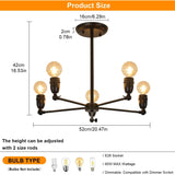 Modern Black 5-Light Industrial Chandelier with Adjustable Height – Farmhouse Sputnik Ceiling Lamp for Dining & Living Rooms