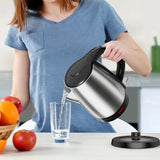 Electric Tea Kettle 1.7 L – Stainless Steel, LED Indicator, Fast-Boil Hot Water Boiler for Kitchen Use 💧🔥
