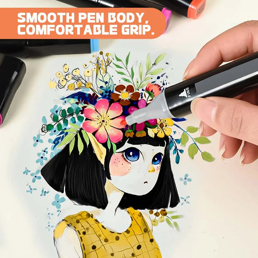 Alcohol Art Marker Set – Double-Headed Artist Markers with Brush & Chisel Tips (Up to 168 Colors)