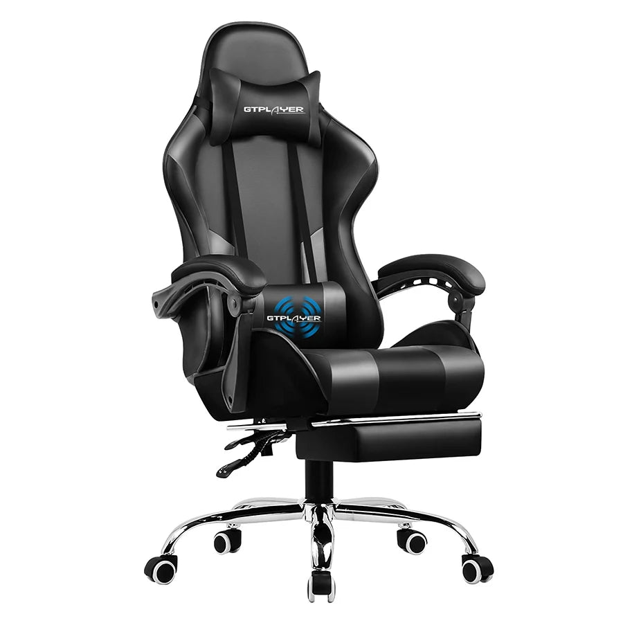 GTPLAYER Gaming Chair with Footrest – Ergonomic Office & Gaming Chair with Lumbar Support, Adjustable Height, Headrest & 360° Swivel