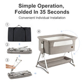 Baby Storch Rocking Bedside Sleeper & Portable Fold‑Crib – Pink