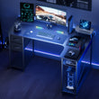 L-Shaped Gaming Desk with Drawers – Carbon Fiber Computer Desk with Monitor Arm for Home Office & Gaming Setups