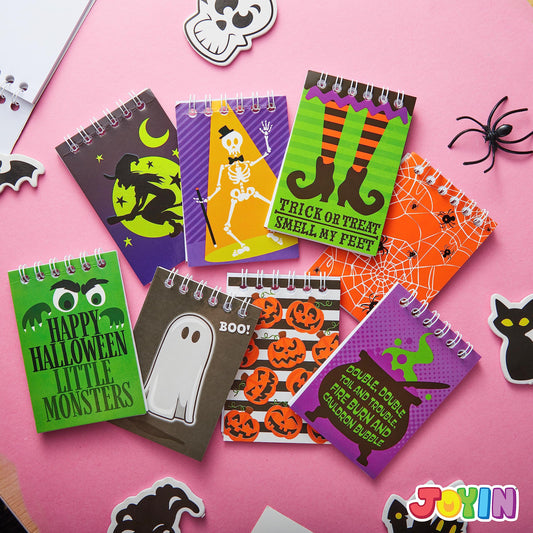 48 Pcs Halloween Notepad Set – Spooky Mini Note Pads with 8 Designs for Trick-or-Treat Bags, Party Favors & Classroom Gifts
