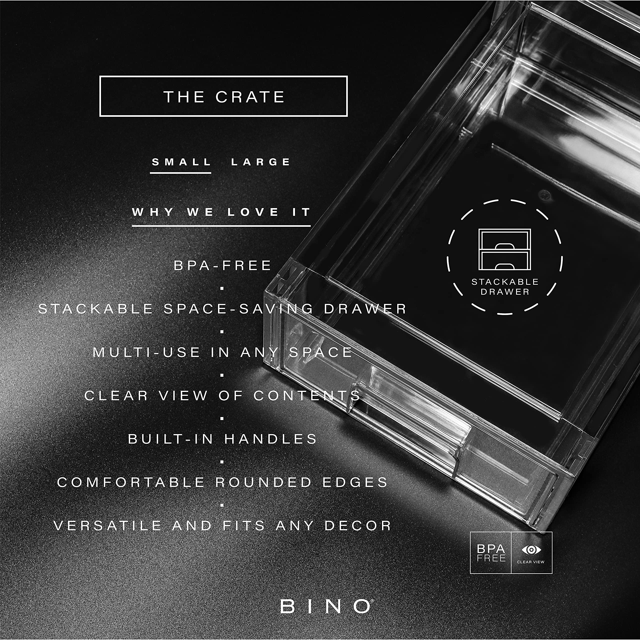 BINO Clear Stackable Storage Drawers – Space-Saving Pantry, Fridge & Home Organizer