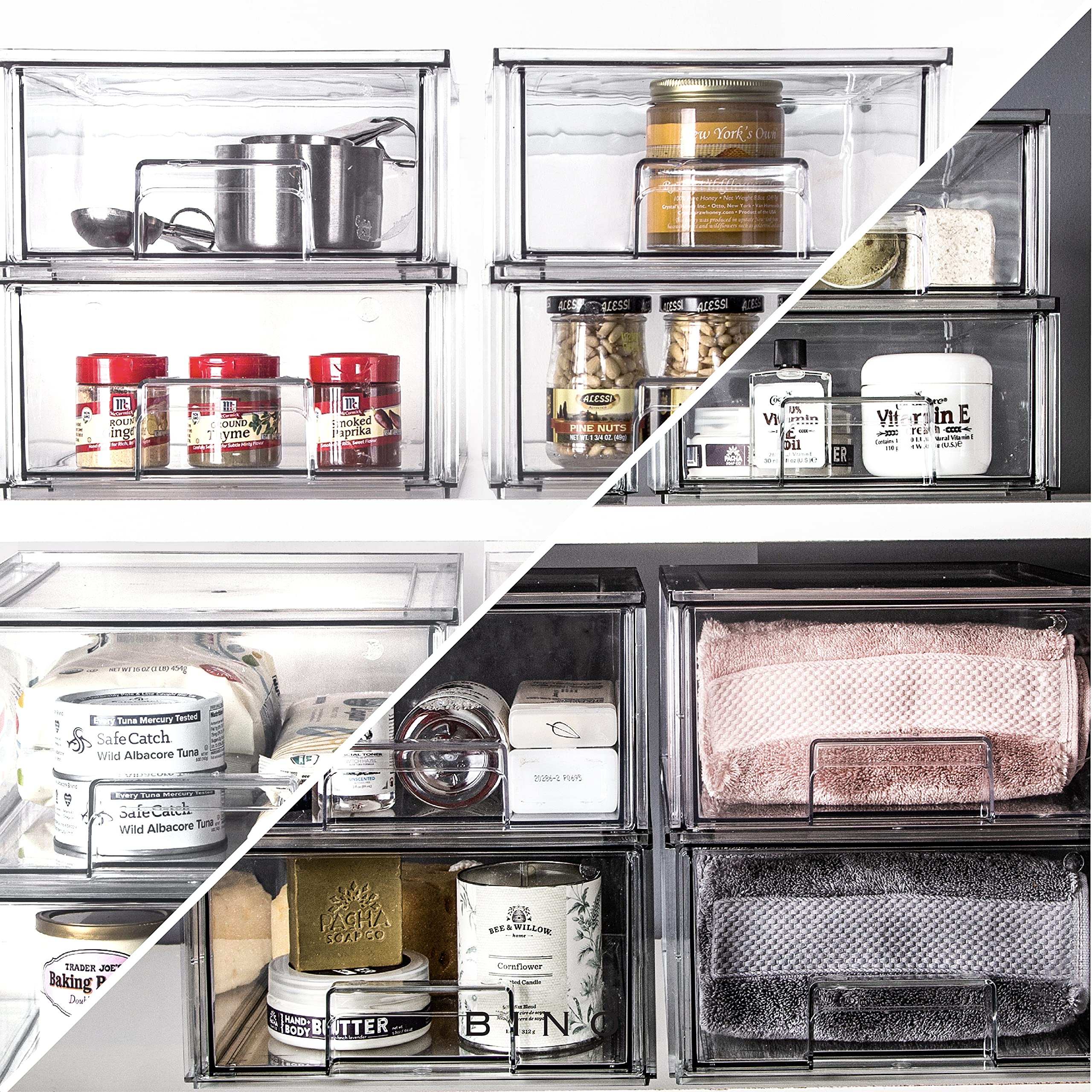 BINO Clear Stackable Storage Drawers – Space-Saving Pantry, Fridge & Home Organizer