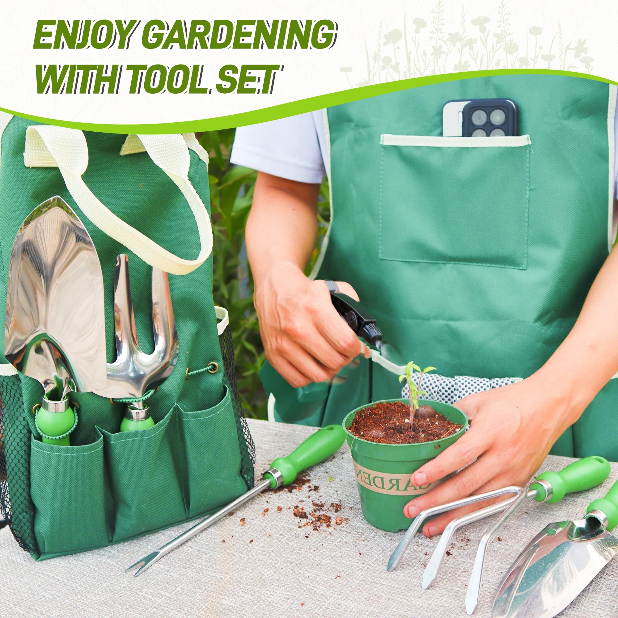 11PCS Garden Tool Set – Professional Gardening Kit with Organizer Handbag for Digging, Planting & Pruning
