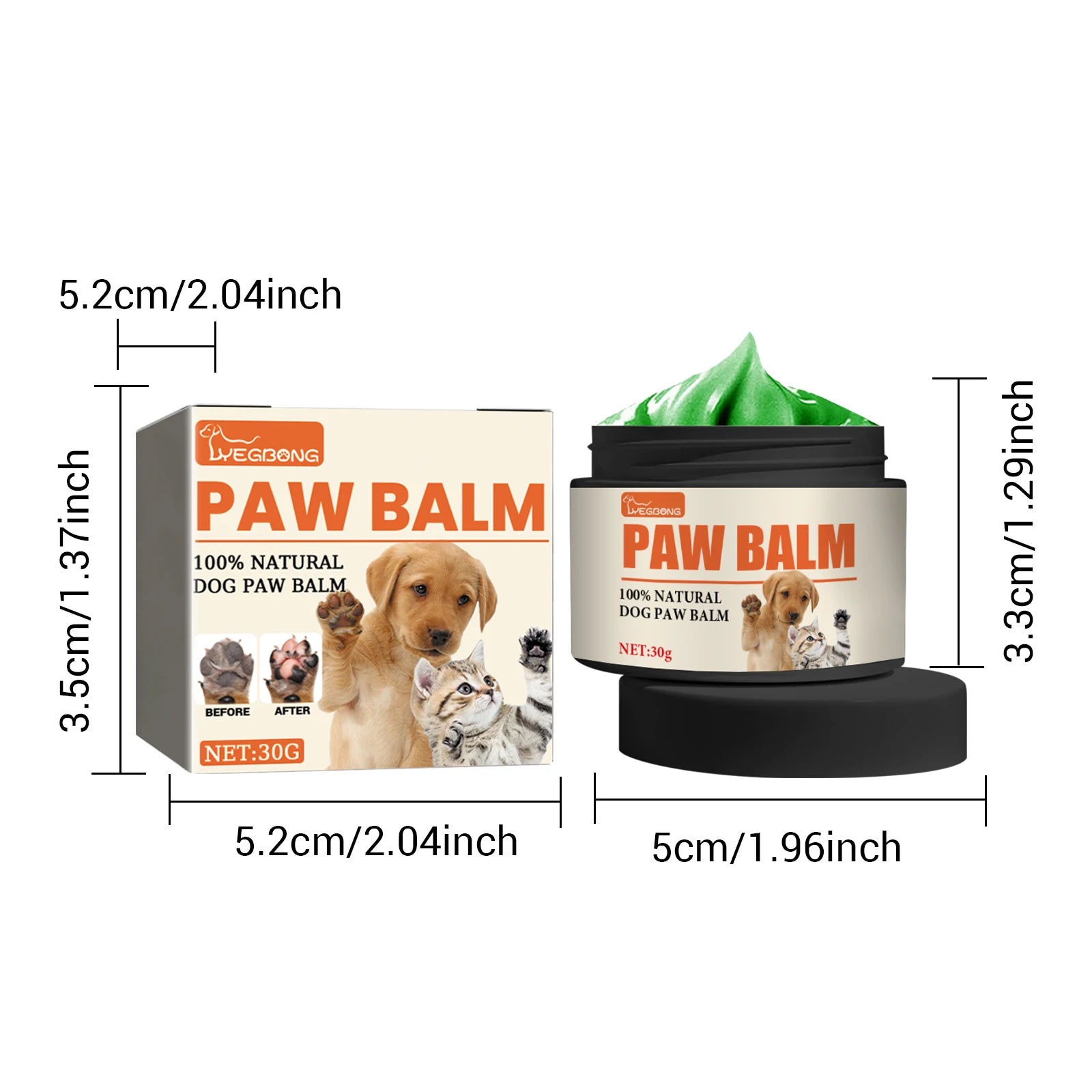 Pet Paw Soothing Cream – Moisturizing Balm for Cats & Dogs, Dry Nose & Cracked Foot Skin Repair (30g)