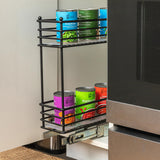Household Essentials Glidez 2-Tier Pull-Out Cabinet Organizer – Slim Slide-Out Steel Storage with Protective Liners