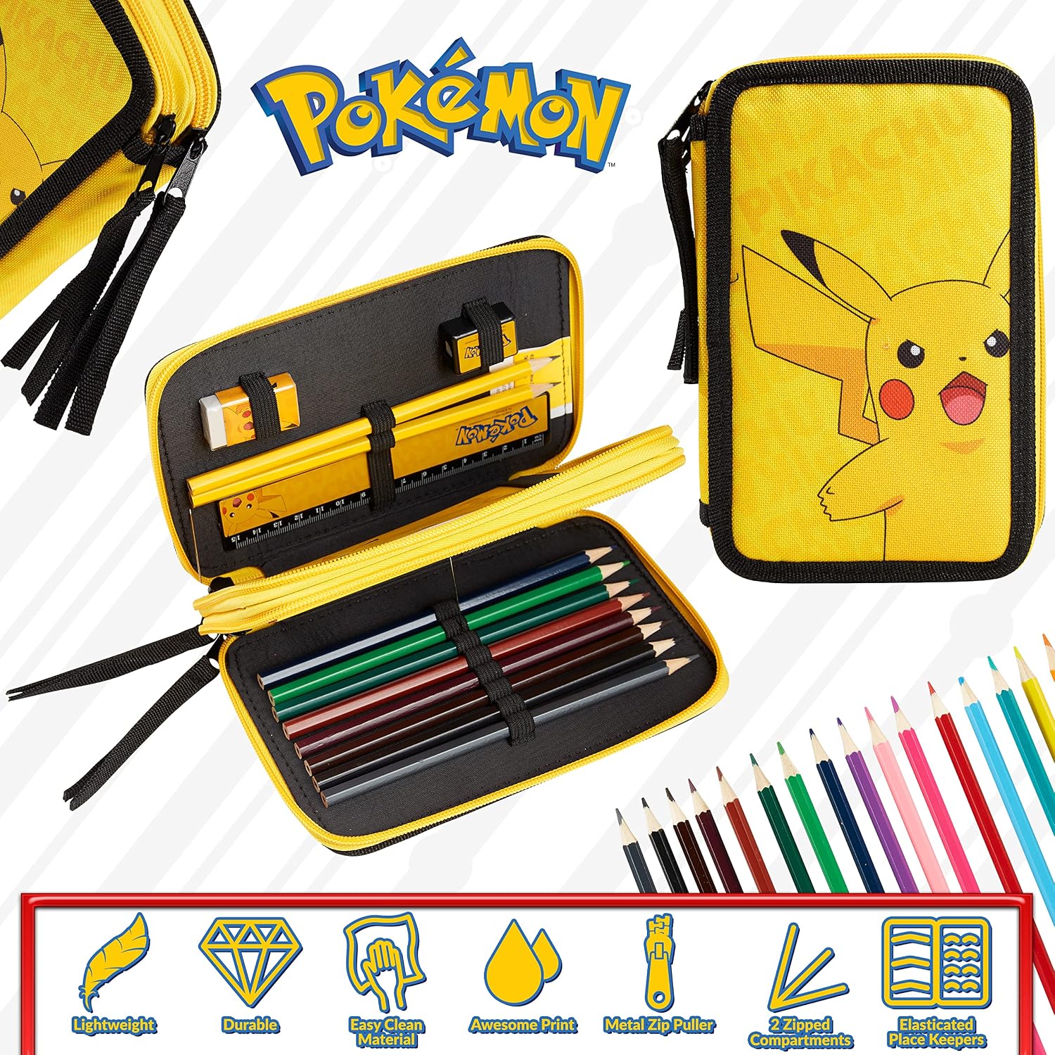 Yellow Character Pencil Case Set with Colored Pencils