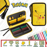 Yellow Character Pencil Case Set with Colored Pencils