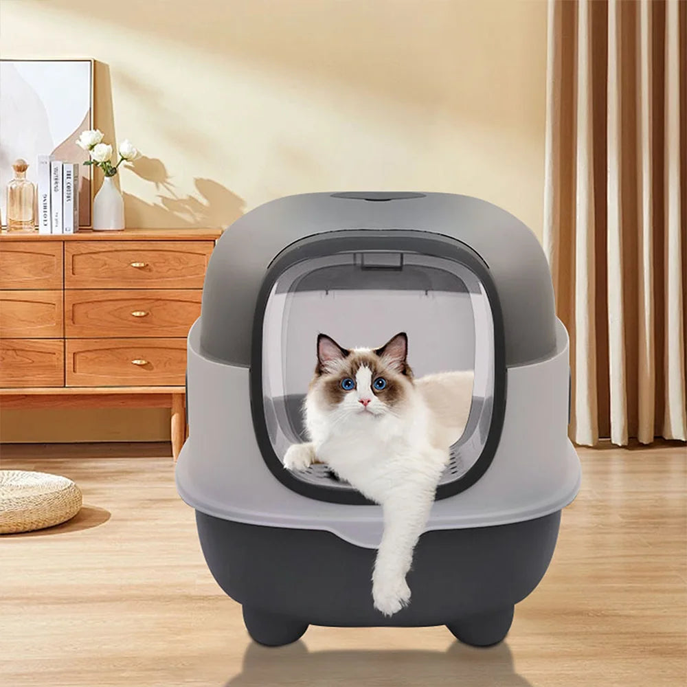 Closed Cat Litter Box – Splash-Proof, Odor-Control & Foldable Dual-Purpose Design for Cats 🐱✨