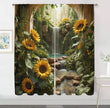 2-Panel Forest Waterfall Drapes – 3D Sunflower & Stream Pattern Curtains for Living Room, Bedroom & Balcony Sun-Shade